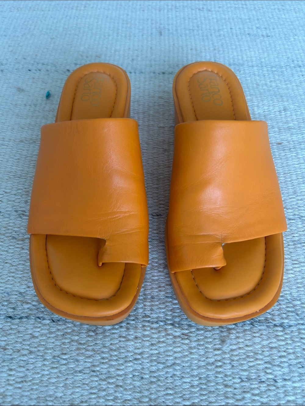 Franco Sarto Orange Leather Slide Sandals